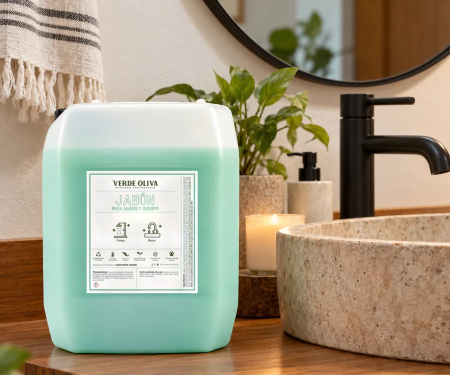 Envase de Jabón para Manos y Cuerpo Verde Oliva