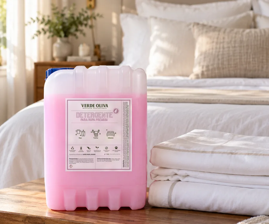 Envase de Detergente Premium con Suavizante Verde Oliva